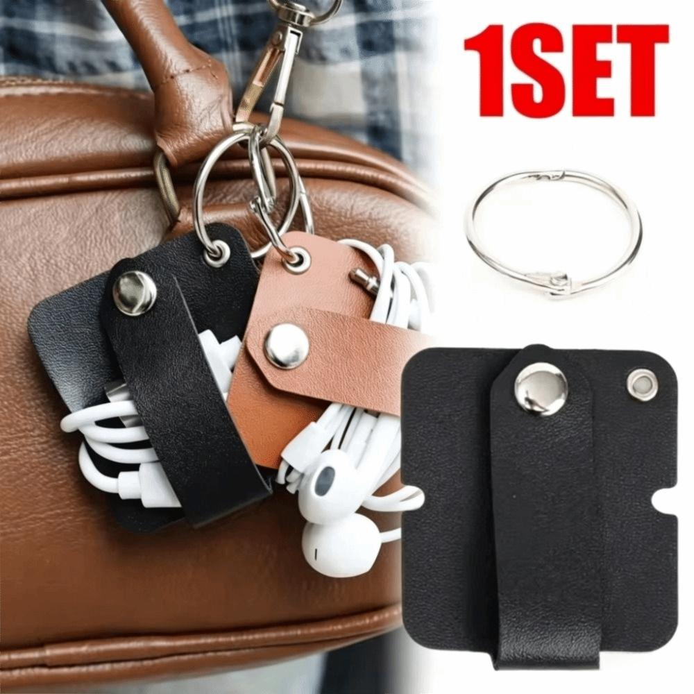 Leather Buckle Leather Cable Clip Cable Strap Earphone Cord Holder Earphone Organization