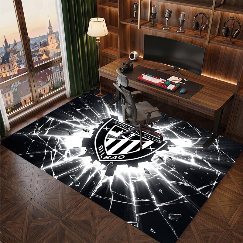 Athletic Bilbao Football Print Crystal Velvet Rug, Comfortable Water Absorbent Non Slip Indoor Floor Carpet