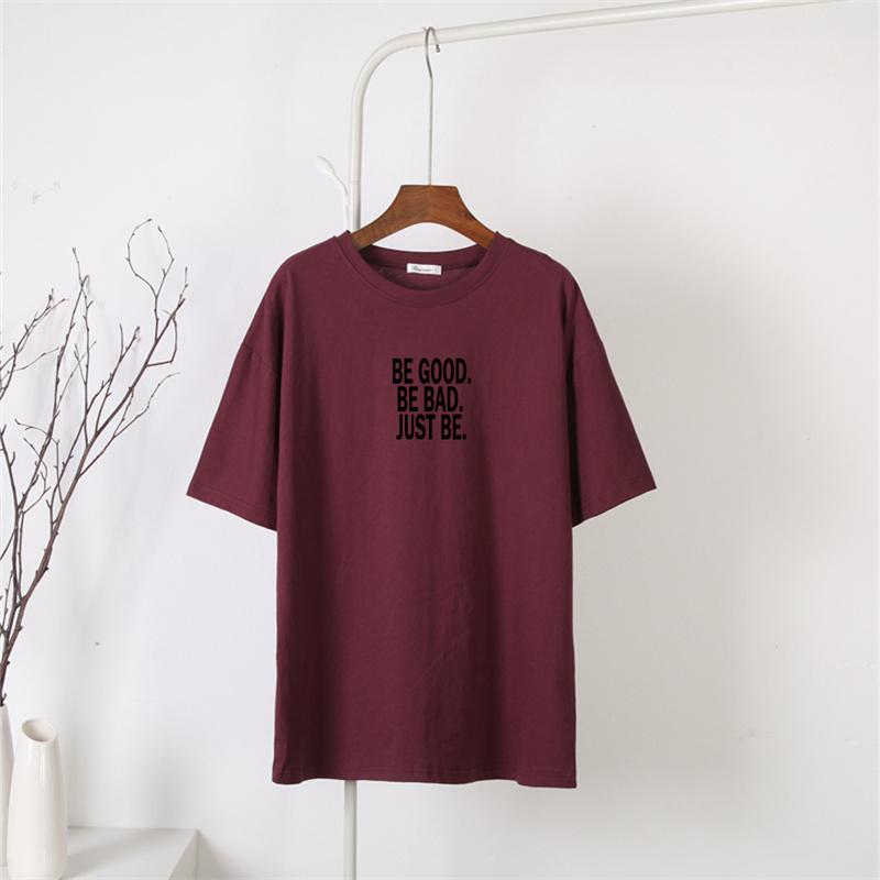 

Shellsuning 2023, свободные хлопковые футболки с буквенным принтом, повседневные уличные футболки, женские летние оверсайз, мягкие женские топы с короткими рукавами 3XL вино красного