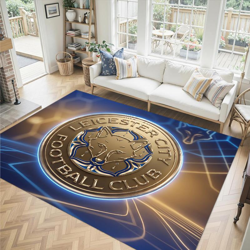 Leicester City Football Design Crystal Velvet Carpet Cozy Non?Slip Printed Rug For Bedroom Living Room Entrance
