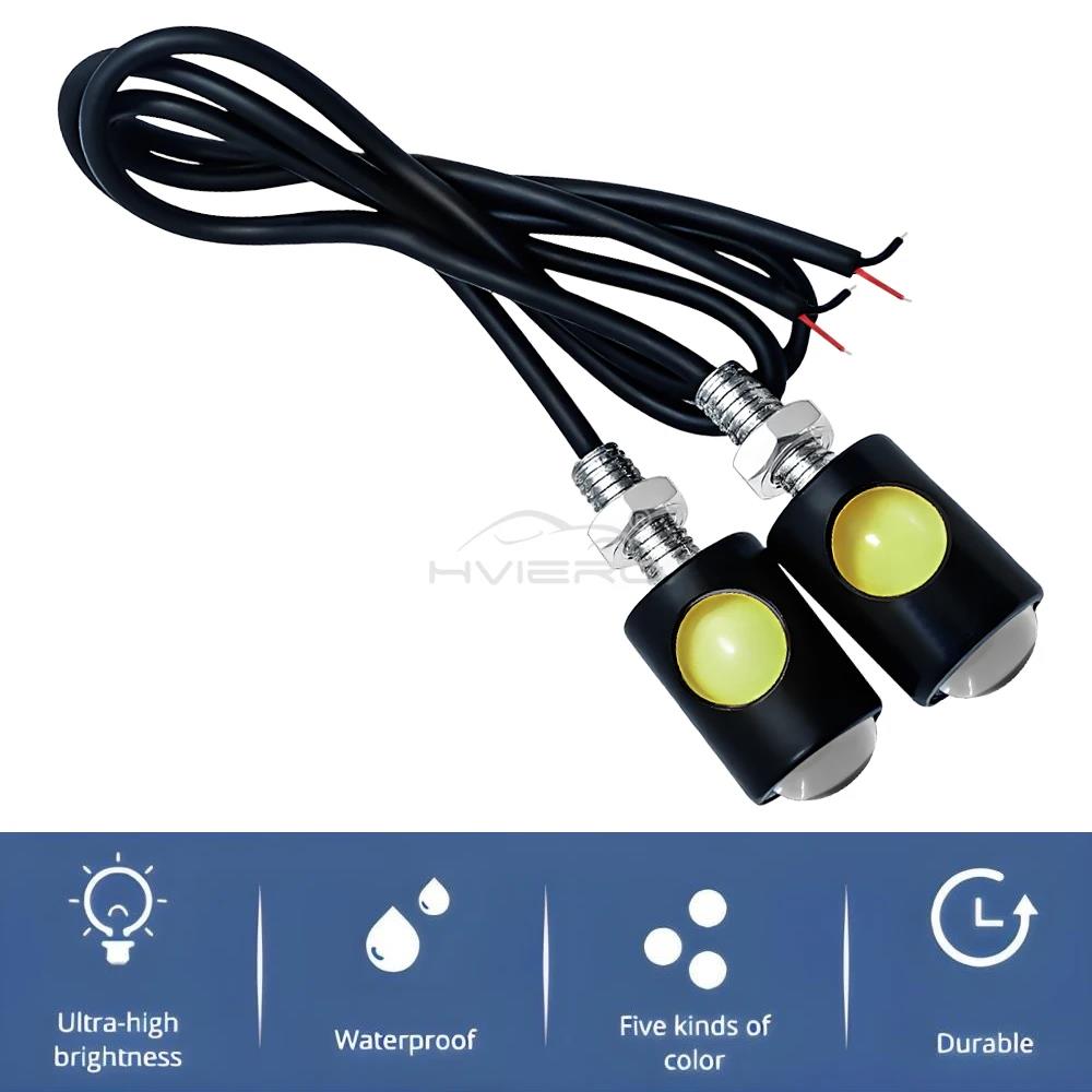 2pcs Eagle Eye Led Motorcycle Car Daytime Running Light Super Bright Turn Signal License Plate Tail Reverse Brake Clearance Lamp