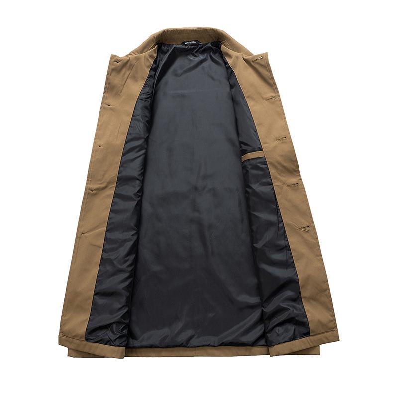 Men's Mid-Length Balmacaan Trench Coat with Rivet Detail - Versatile British Style Outerwear