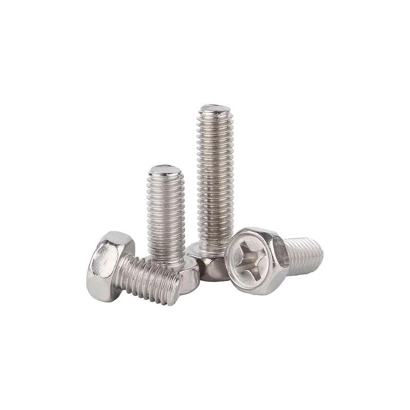 Cross Recessed Hexagon Head Screw, Cross Slot, White Zinc Plating