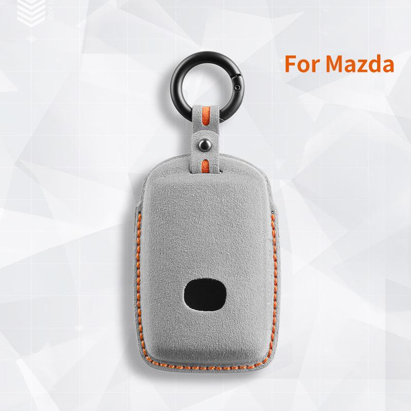 Top Suede Car Key Case Cover Shell For For Mazda 3 Alexa Cx30 Cx-50 Cx-5 Cx5 Cx3 Cx-3 Cx8 Cx-8 Cx9 Cx-9 Protector Keyless Fob