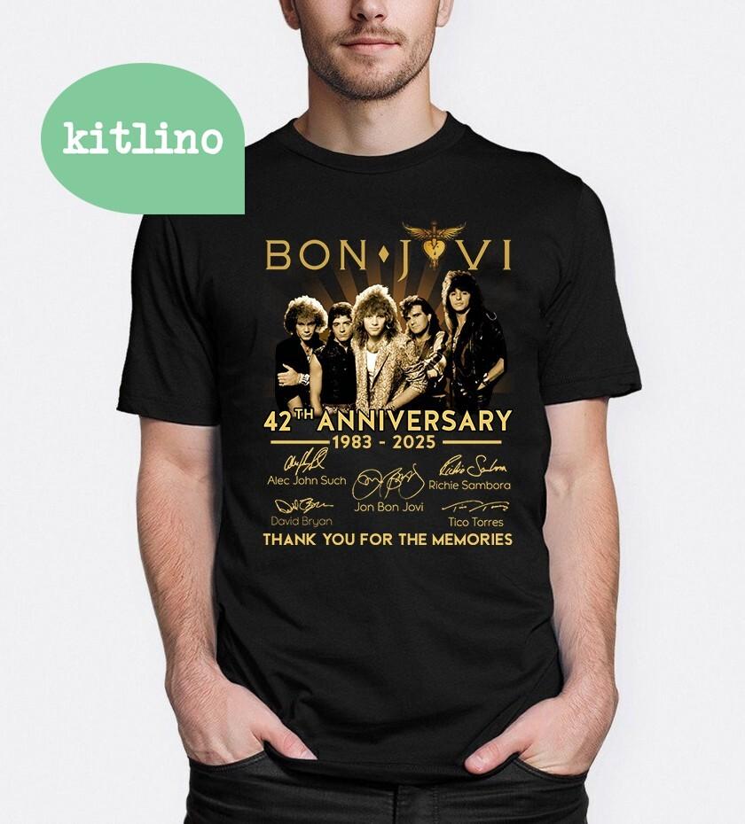 Bon Jovi 42-я годовщина 1983-2025 Участники 5S8758 Унисекс Футболка XXL