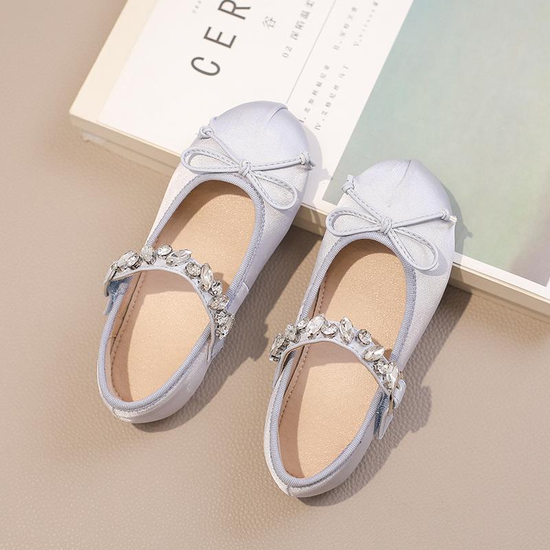 Children s princess shoes Korean version of rhinestone children s small leather shoes spring and autumn soft-soled children s single shoes 35
