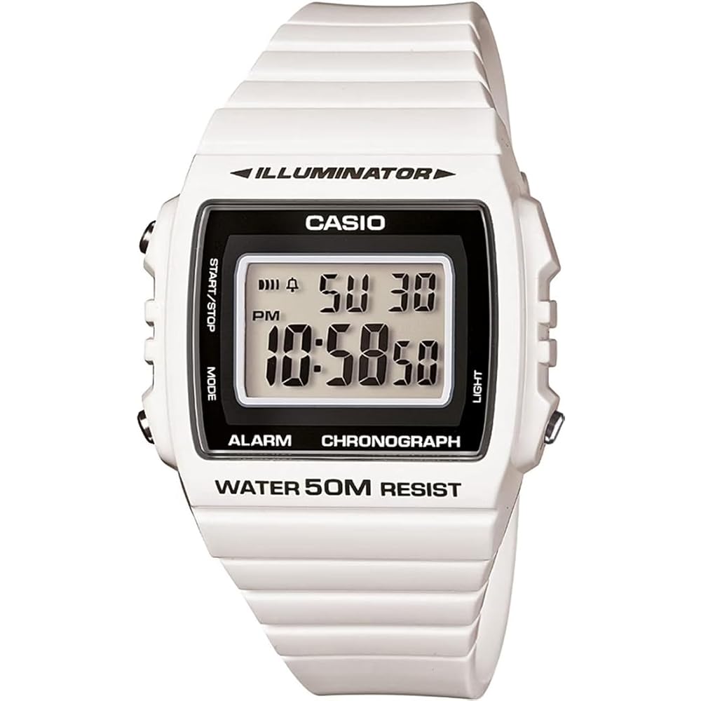 [Casio] CASIO Стандартные цифровые часы W-215H-7AV Мужские Женские Глянцевые Белые x Черные Международная модель ...