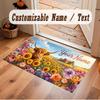 Highland Cow Theme Soft Crystal Velvet Rug Custom Name & Text Print Non Slip Floor Rug for Bedroom Living Room