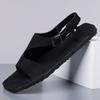 Men Black Sandals Slippers Handmade Simple Flats Summer Roman Sandals Open Toe Beach Shoes Plus Size