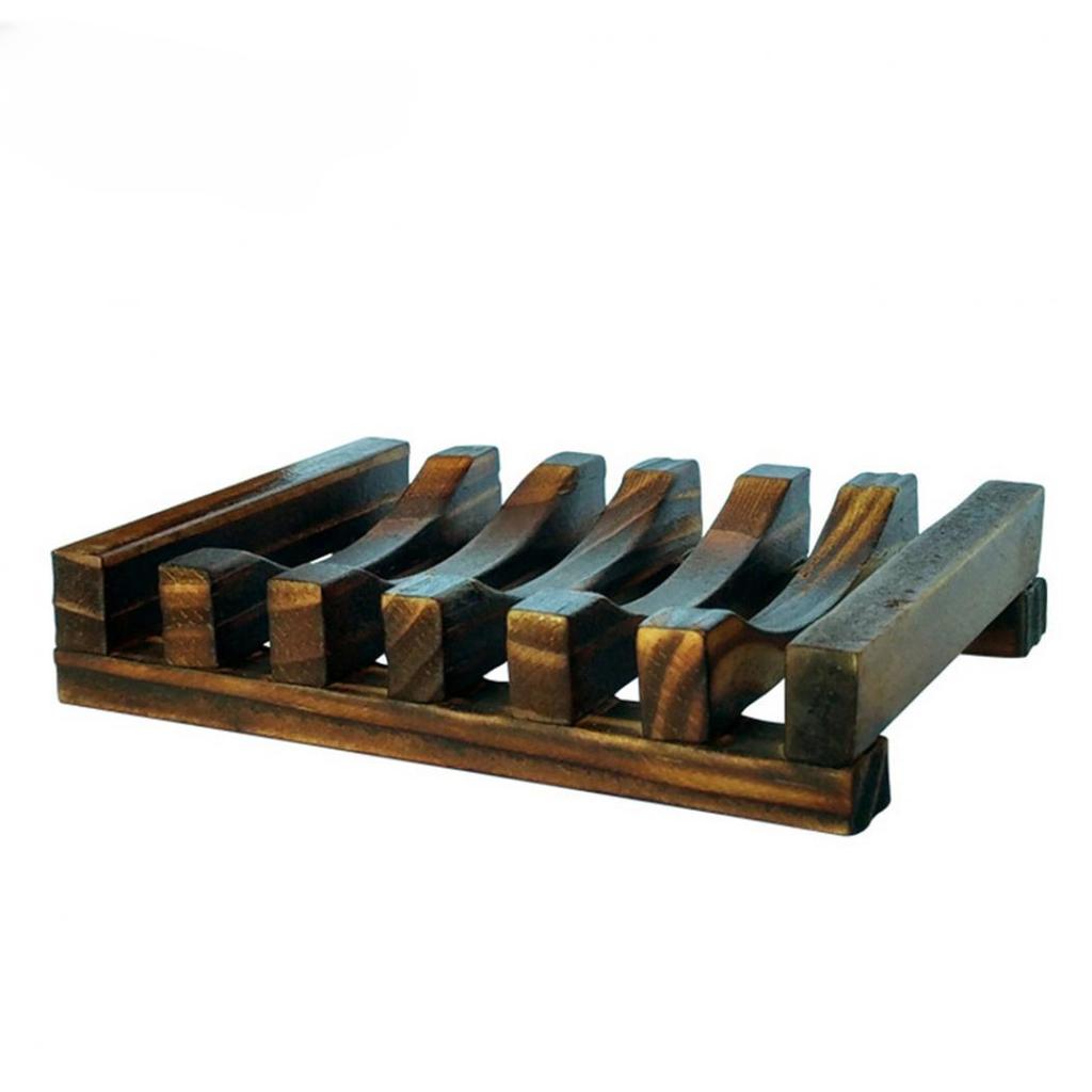 Bathroom Accessories Vintage Wood Gutter Plate Hollows Out Soap Dish Rack KTY