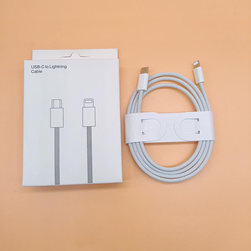 Dual-Head Type-C Male-to-Male Braided Laptop Charging Cable: 15W True PD Fast Charging Compatible.