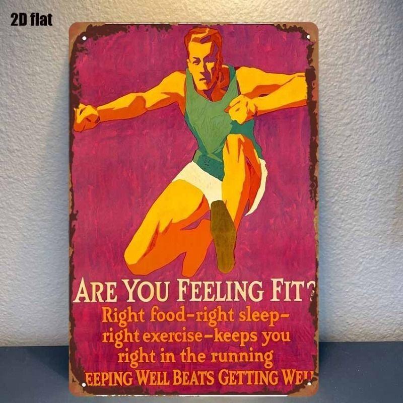 Gym Motivation Metal Tin Sign Fitness Weightlifting Dumbbell Wall Art Decor Home Gym Garage Man Cave Poster Painting