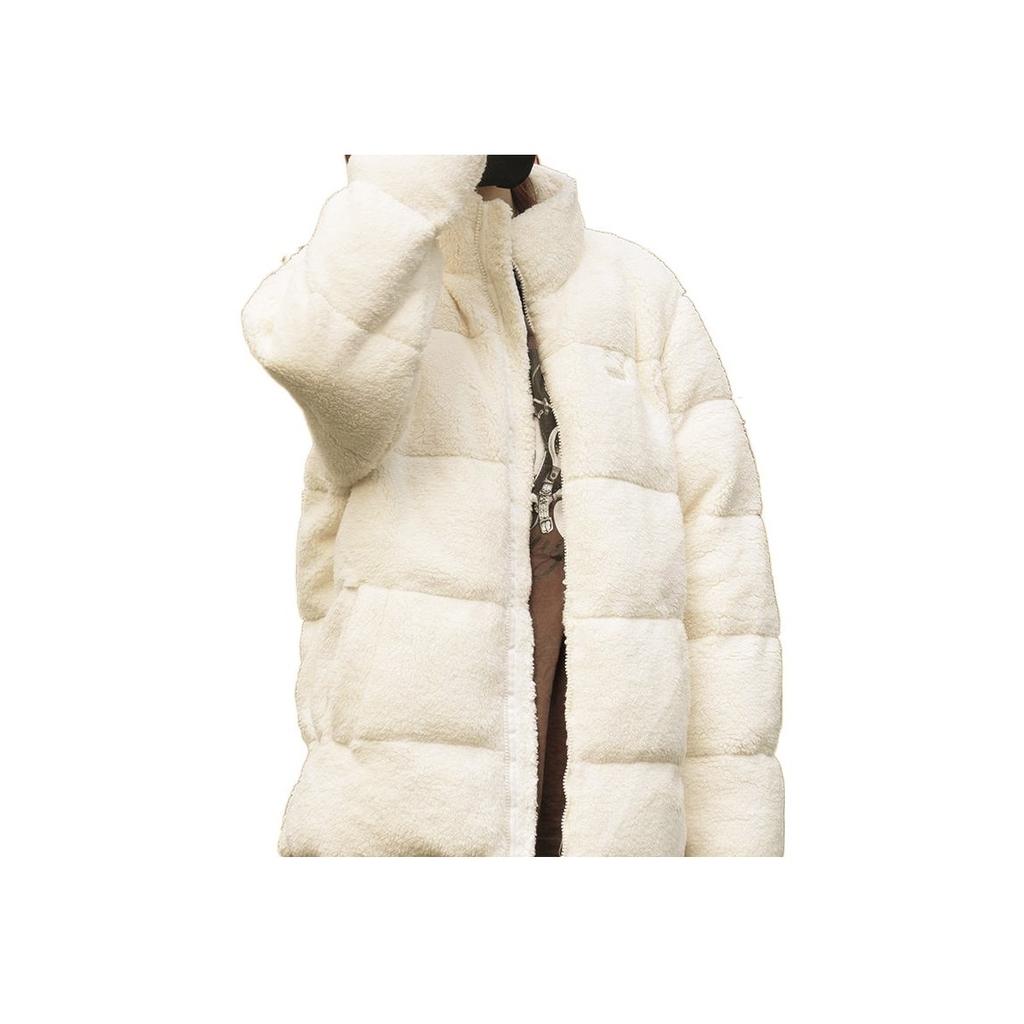 Puma Chaqueta polar unisex de color sólido con bordado de logo, cuello alto y cremallera, prenda exterior blanca 929827-01