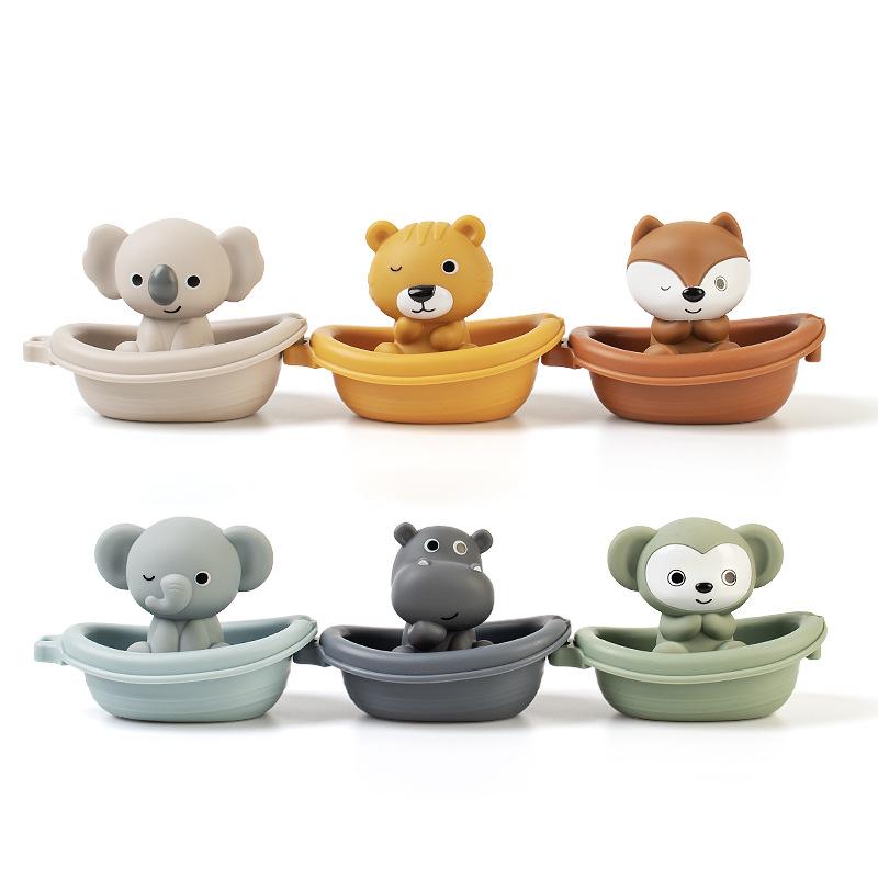 Stackable Floating Boat Bath Toys for Infants & Toddlers – Water Play Animal Finger Puppets