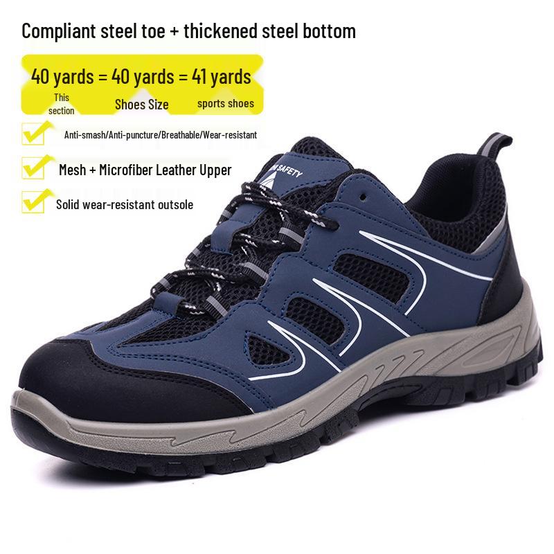 Breathable Mesh Steel Toe Safety Shoes: Fashionable, Anti-Smash, Anti-Puncture, Wear-Resistant Protective Footwear for Work.