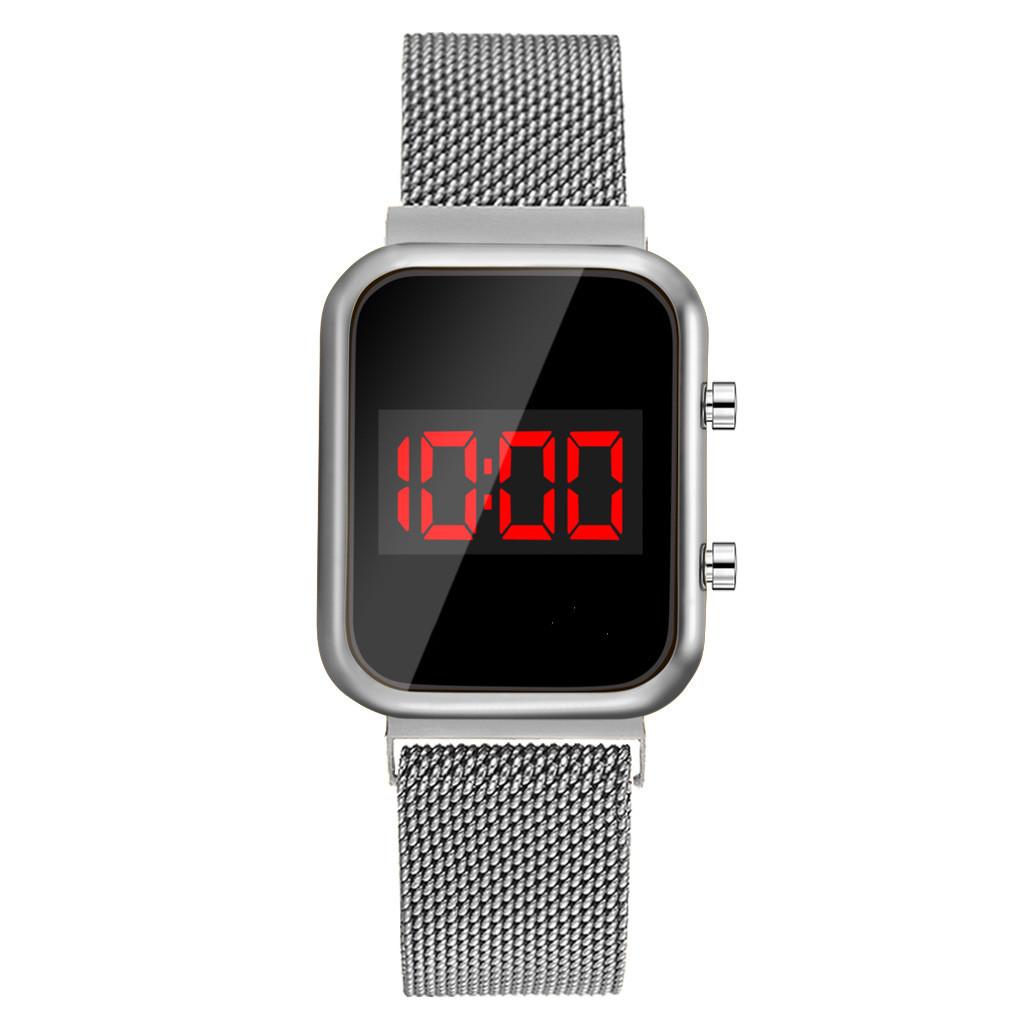 Simple Digital Watches for Women Luxury Rose Gold LED Watch Magnetic Metal Mesh Band Waterproof Fashion Ladies Electronic Clock