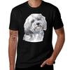 Cute White Havanese Watercolor Art TShirt Casual Loose Fit Short Sleeve TShirt