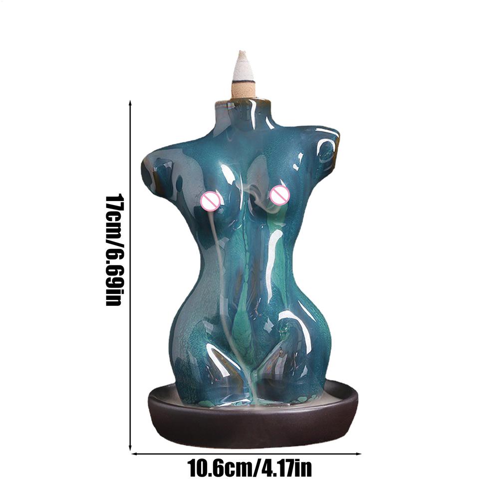 

Ceramic Backflow Censer for Tea Room Home Decoration Female Body Design Purify Air Aromatherapy Ornament Cone Incense Burner синий