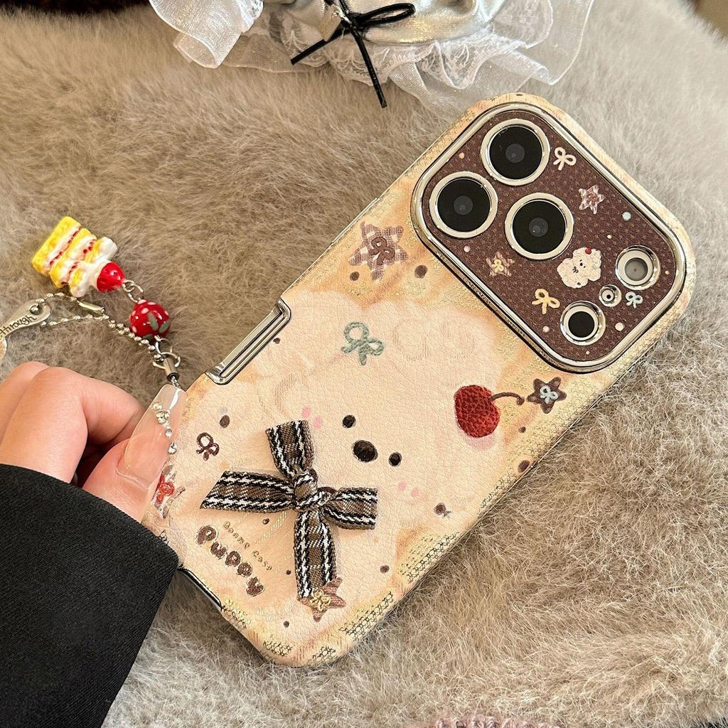 Uroczy Kreskówkowy Szczeniak z Muszką Etui na Telefon dla iPhone 15, iPhone 16, iPhone 17 Pro Max