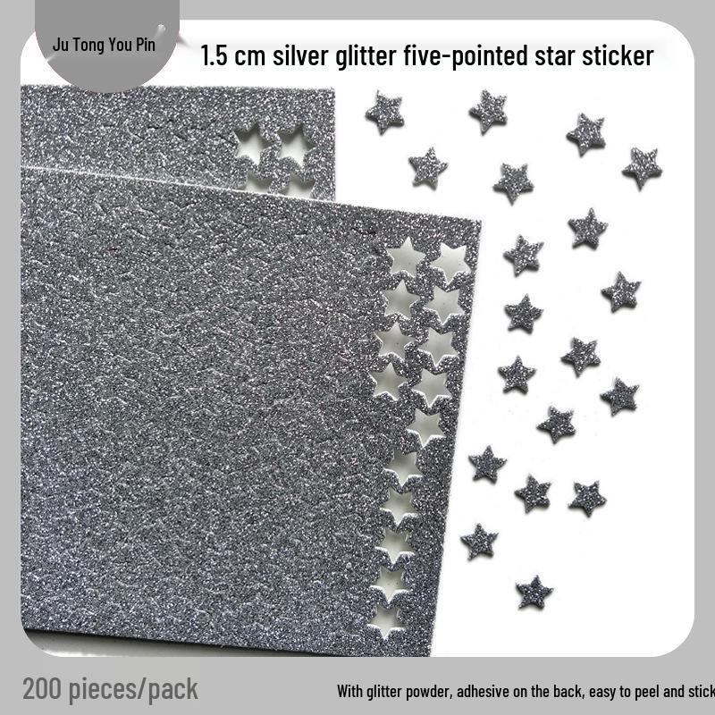 Gold Glitter Five-Pointed Star Foam Stickers for Kindergarten - Small EVA Geometric Shapes