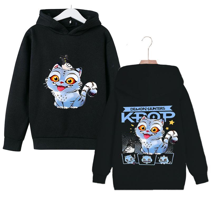 KPop Witch Hunter's Stylish Loose Hoodies for Boys and Girls, Autumn and Winter Children's Fleece Hoodies