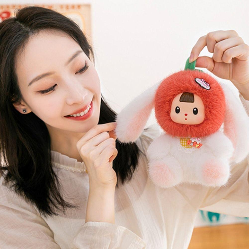 Cartoon Little Raccoon Plush Doll Cute Animal Strawberry Cat Doll  Kids Birthday Christmas