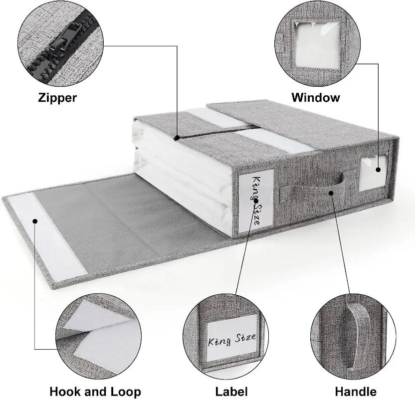 Sheet Cube Bed Sheet Set Organizer Foldable Storage Box,Linen Closet Organizer for Bedding Sheets Covers,Blankets&Pillow Cases