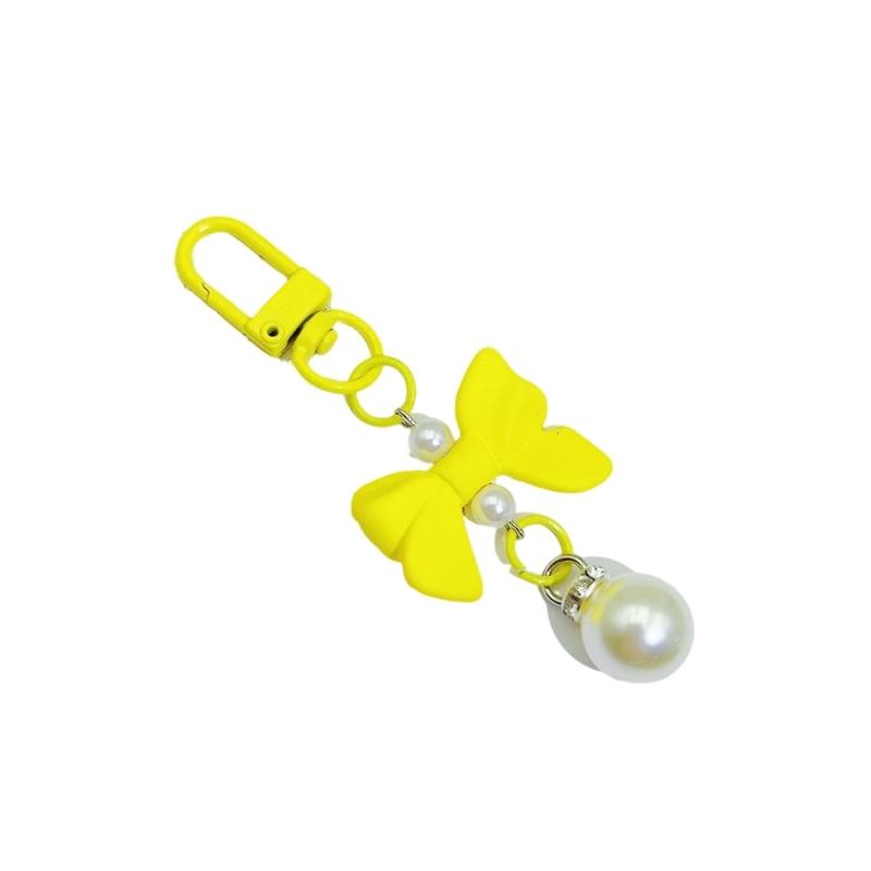Plastic Acrylic Shimmering Bowknot Pearls Phone Charm Short Pendant Cellphone Detailing Jewelry Lanyard Strap Decoration