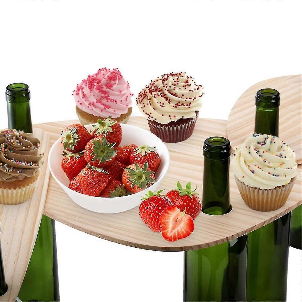 3 Pieces Wine Bottle Topper Serving Tray, Wooden Topper Charcuterie Flat Serving Board, Party Float