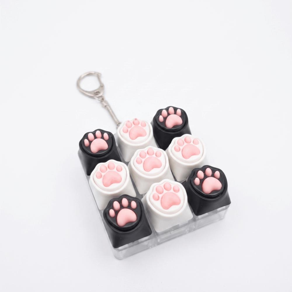 Luminated Button Cat Mechanical Keyboard Keyring Cat Paw Button Keycap Keychain  Boys