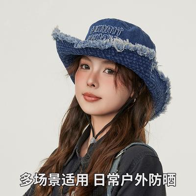 Western Cowboy Hat Children Summer Big Brim Sunshade Sun Protection Hat Versatile Basin Hat Outdoor Mountaineering Fishing Bucket Hat