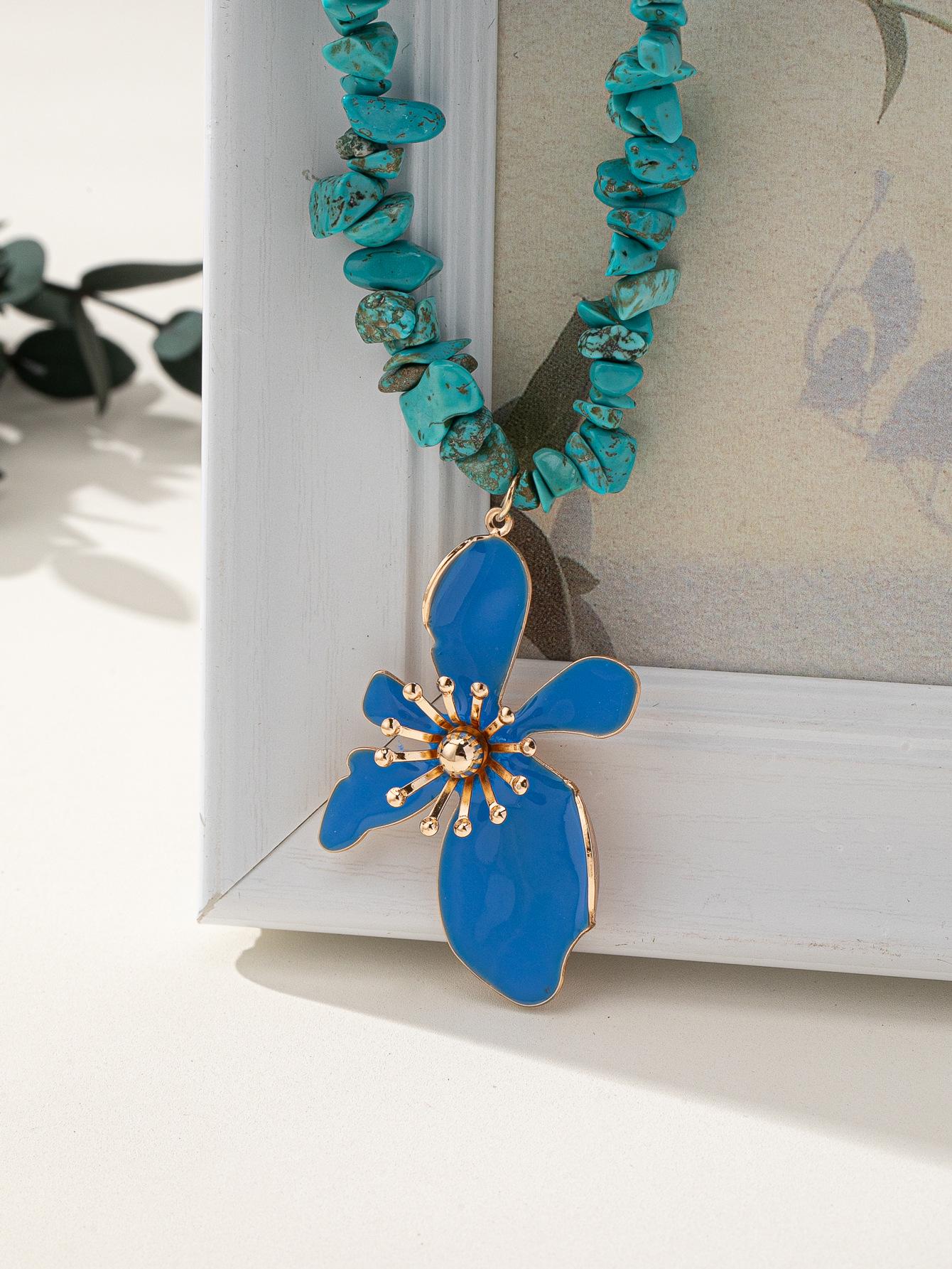 Unique Cross-Border Irregular Crushed Stone Necklace for Women небесно-голубой