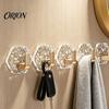 Clear Acrylic Wall Hooks Adhesive Hooks, Hexagonal Wave Shape, No Drilling Easy Storage Installation Hook, Modern Style for Bathroom Kitchen