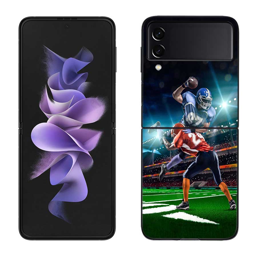 Ultimate Strength Aesthetics Rugby Phone Case For Samsung Z Flip 7 6 5G Galaxy Z Flip 5 4 3 Black Hard Cell Cover Luxury PC She