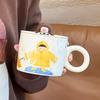 Handpainted Cartoon Ceramic Coffee Mugs Printed Pigmented Breakfast Plates  Household Use