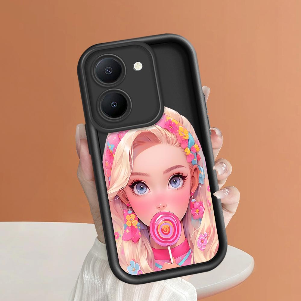 Soft Silicone Square Ladders Cartoon Pattern Full Cover Camera Protection Shockproof Case for iPhone Infinix Tecno Vivo