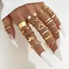 Mushan Women's Multi-Joint 22-Piece Heart & Butterfly Ring Set