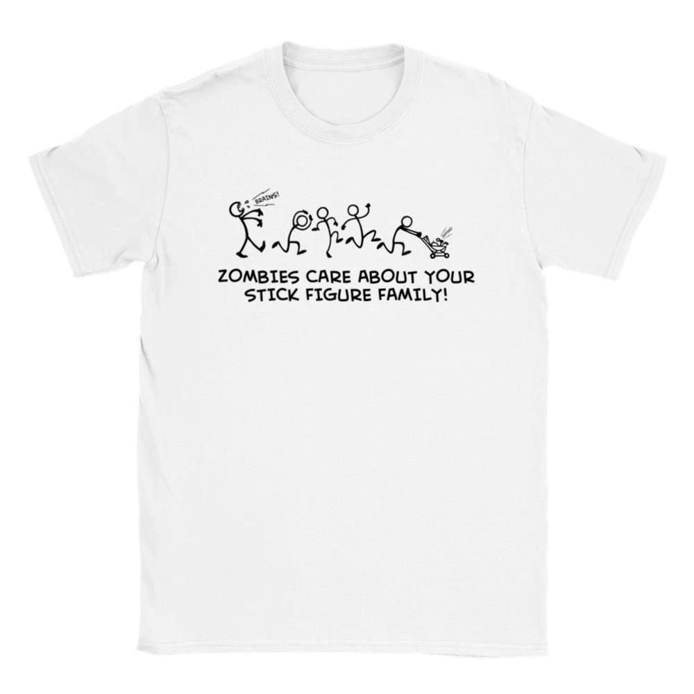 Zombies Care About Your Stick Figure Family T-shirt S