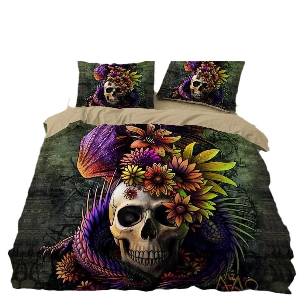 Home Textiles Four-Piece Three-Piece Bedding Digital Printing Bedding One-Piece Halloween Skull