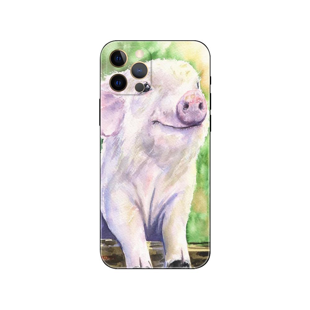 Kawaii Pig Phone Case for Iphone 5 5s 2020se 6 6s 7 8 Plus X 10 XR XS 11 12 13 Mini Pro MAX Black Tpu Back Cover