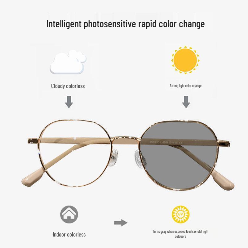 Farbwechselnde Blaulichtfilter-Myopiebrille für Damen - Trendiger koreanischer Stil, verbessert die Gesichtsform, No-Makeup-Look.