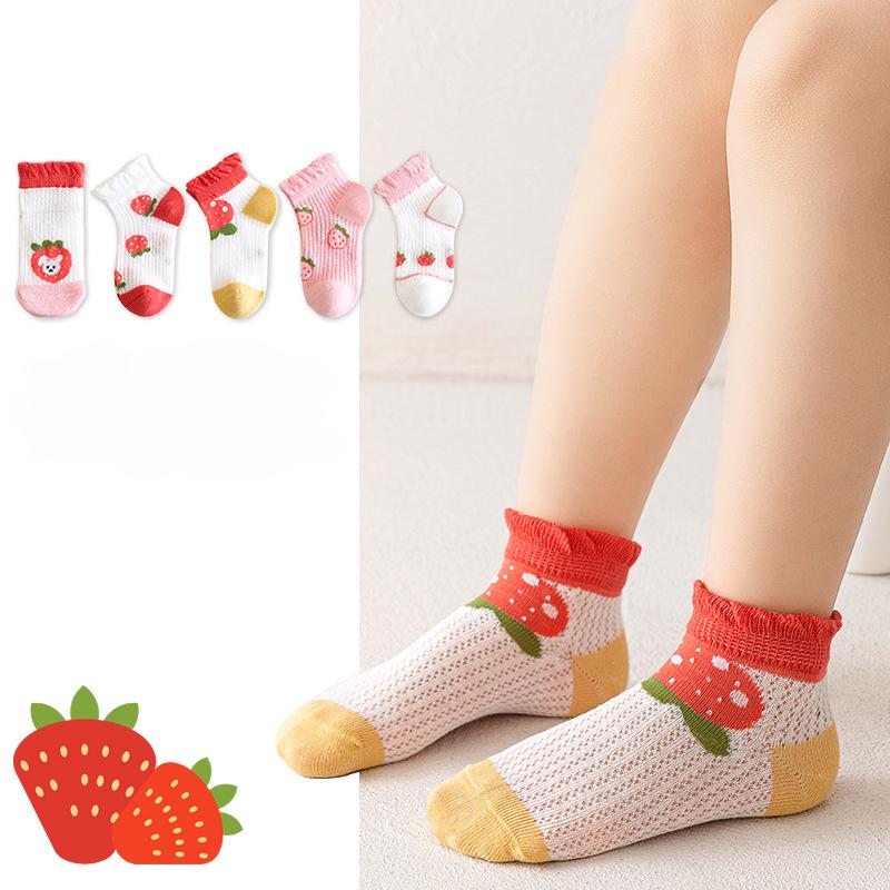 

5 пар/лот, детские хлопковые носки, милые ультратонкие повседневные сетчатые мягкие весенне-летние детские носки для маленьких мальчиков и девочек-подростков 3-5Y