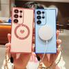 For Magsafe Love Heart Wrist Chain Case for Samsung Galaxy S25 S24 Ultra S22 Plus S23 S21 S20 FE Magnetic Bracelet Plating Cover