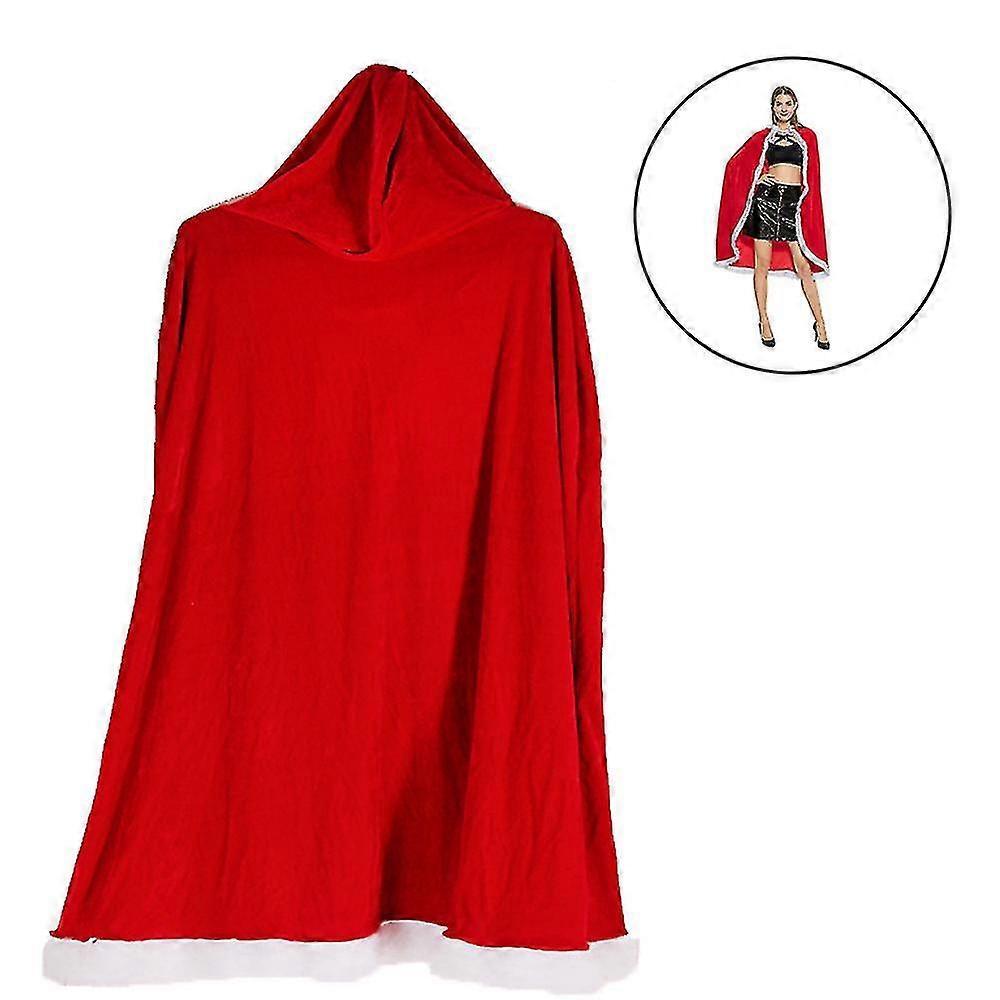 Christmas Halloween Costume Cape Mrs. Santa Claus Christmas Velvet Hooded Cape Robe