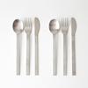Kamomekitchen [1+1] Pleated All-Stainless Steel Cutlery Set of 6 (Spoon, Fork, Knife)