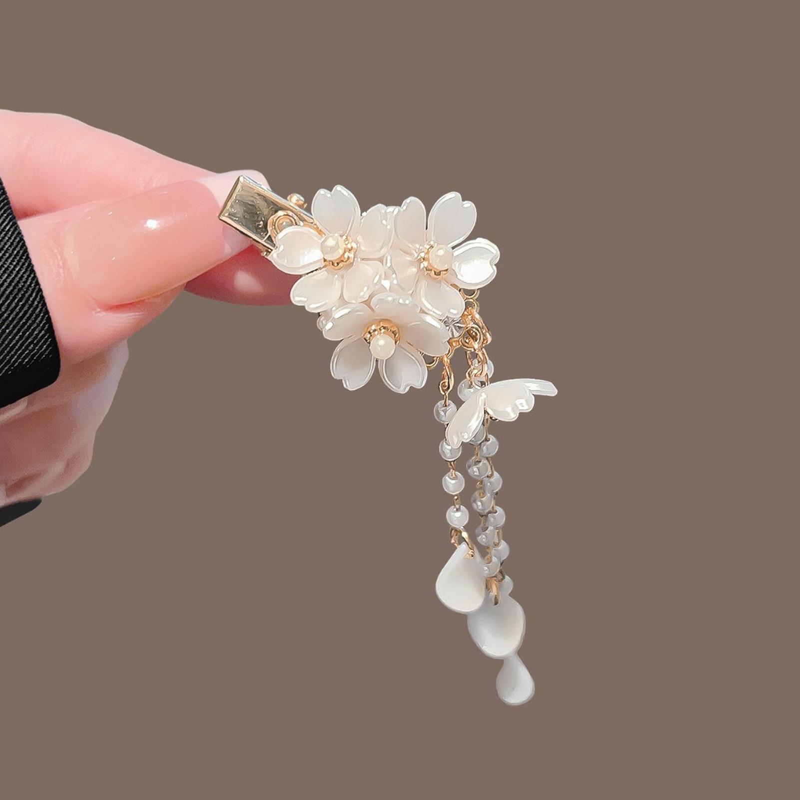 1/2pcs Exquisite Hair Clips Retro Chinese Style Flower Tassel Hair Clips Trendy Pearl Tassel Barrette Jewelry Hair Accessories
