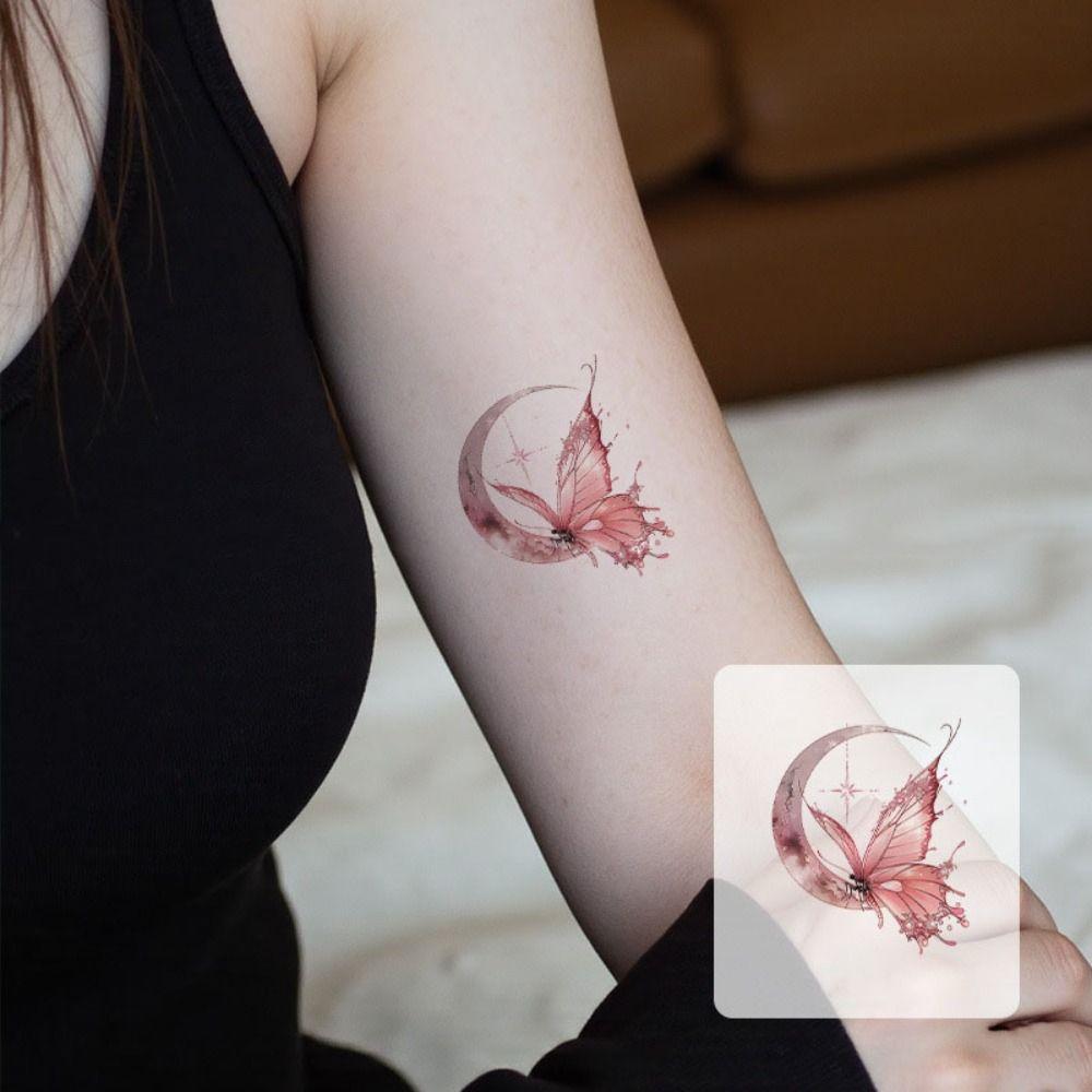 Waterproof Temporary Tattoo Stickers Long-lasting Water-Sprinkling Festival Flower Tattoo Stickers Moon Pattern