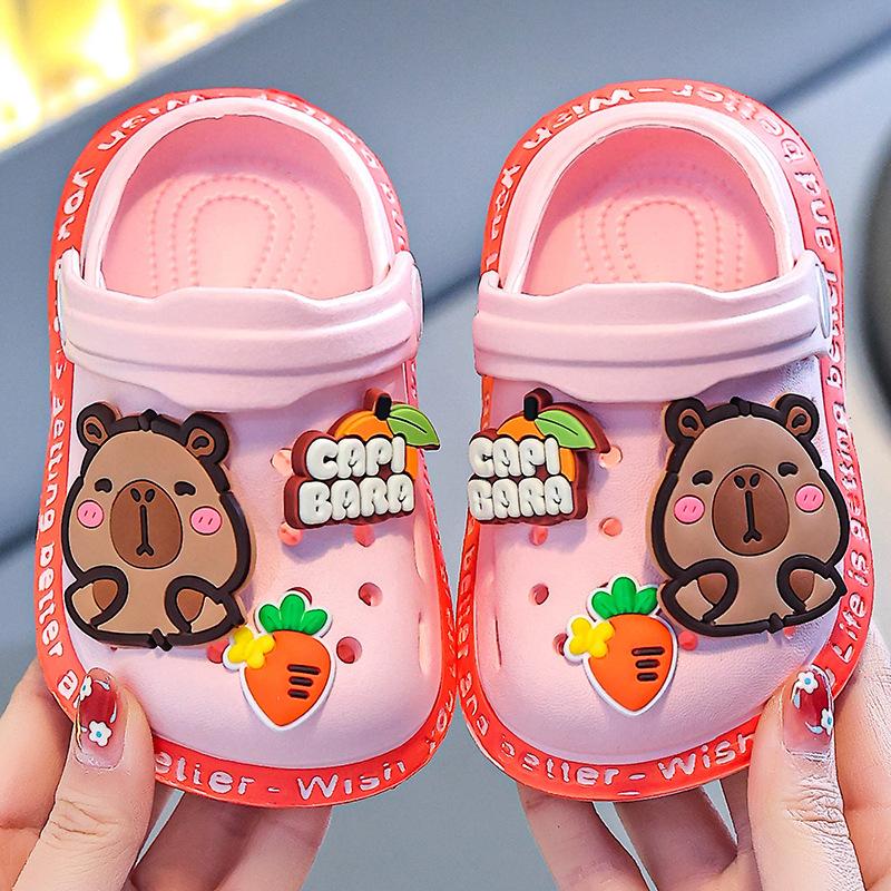 

Детские сандалии, тапочки, летние туфли Baotou Hole для детей от 1 до 6 лет, 2 маленьких ребенка, мягкие нескользящие детские сандалии 23 ярко-розовый