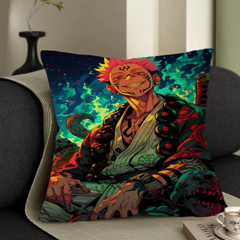 Poduszka Anime R-Ryomen S-Sukuna Poduszka Anime Pokrowiec na Poszewkę Poduszki na Kanapę Łóżko Zagłówek Pokrowiec na Poduszkę 45x45 Cm Modny