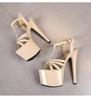 Damen Patentleder 17CM Super High Heel Sandalen Sexy Dünner Absatz Plateau Offene Zehenpartie Slip-On Mules Sommerschuhe LFD-181-41